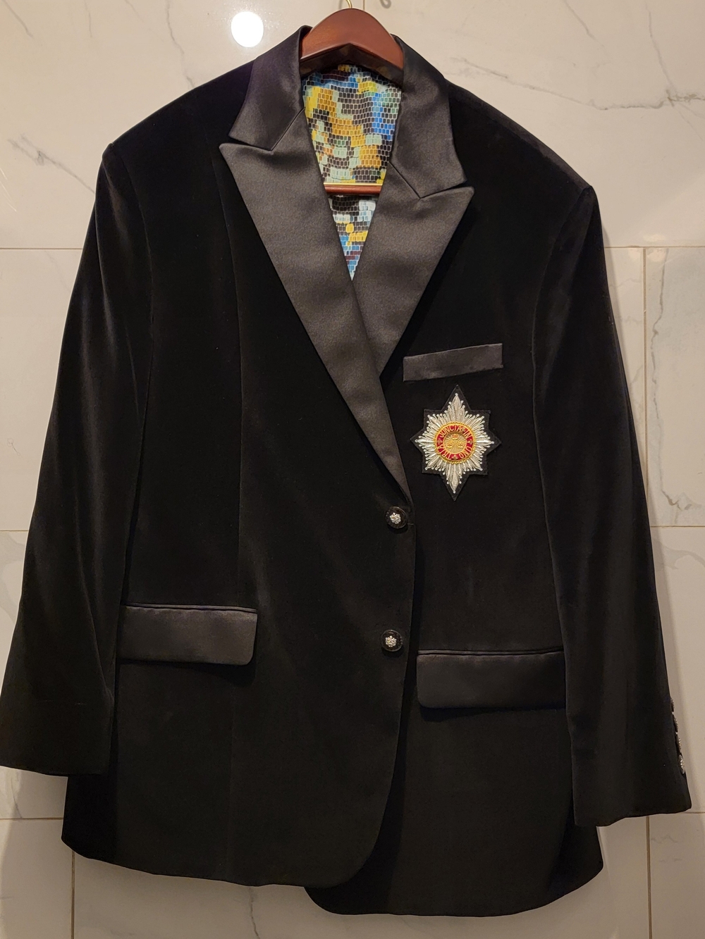 Black Velvet Tuxedo Blazer with Satin Trim